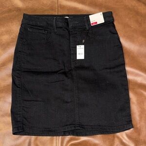 Express High Rise Black Denim Skirt